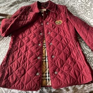 Burberry Embroidered Crest Diamond Quilted Jacket In Damson